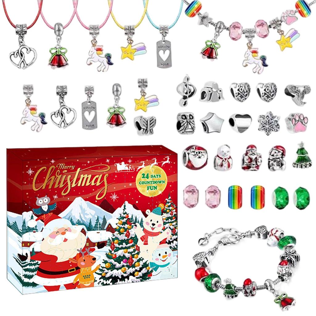 Christmas Advent Calendar Bracelet, 24 Day Christmas Countdown Calendar DIY Jewelry Making Kit Beaded Bracelet