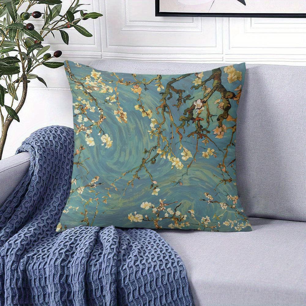 Van Gogh Almond Blossoms square Jacquard Pillow Cover for Sofa Office Waist Cushion Cover Home Decorative Pillowcase