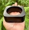 Handmade Ebony Wood Square Bangle Bracelet, Carved Statement Jewelry