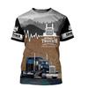 3D Digital Printing of The Latest Fashion Truck Graphic Printing T-shirt Men's Casual Short Sleeved Shirt