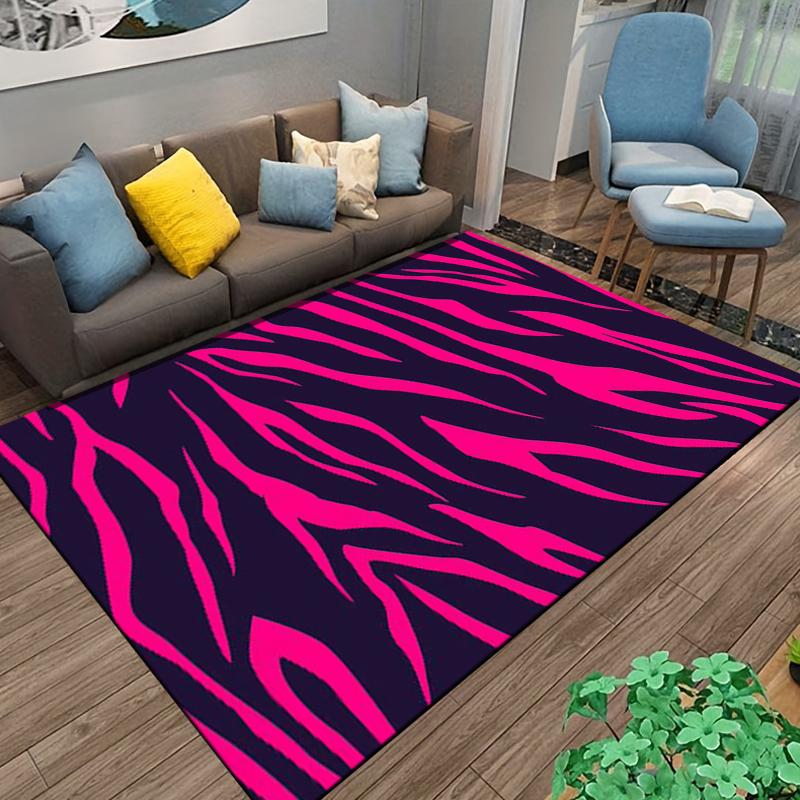 Pink and Black Zebra Print carpet Non-slip rug suitable for living room and bedroom sofas