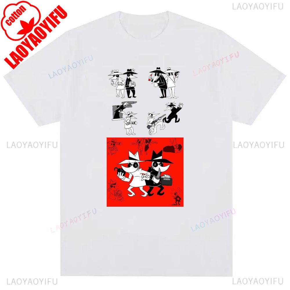 Spy Vs Spy Unisexs T Shirt Summer Cotton Crew Neck Humorous Retro 80s Cartoon Graphic Print Funny Vintage Inspired Fashion Tee