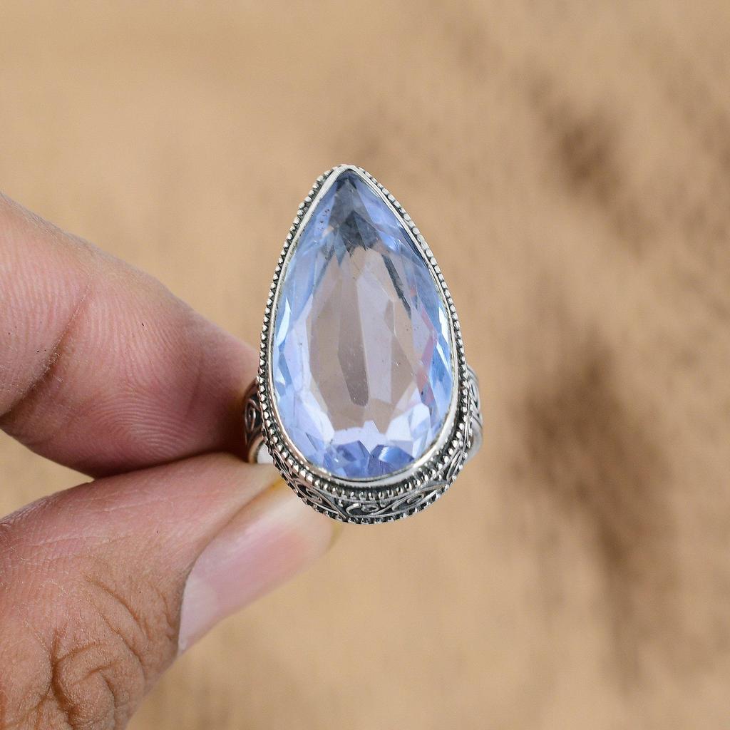 Gift For Her Natural Tanzanite Quartz Promise Vintage Ring Size 9 925 Silver