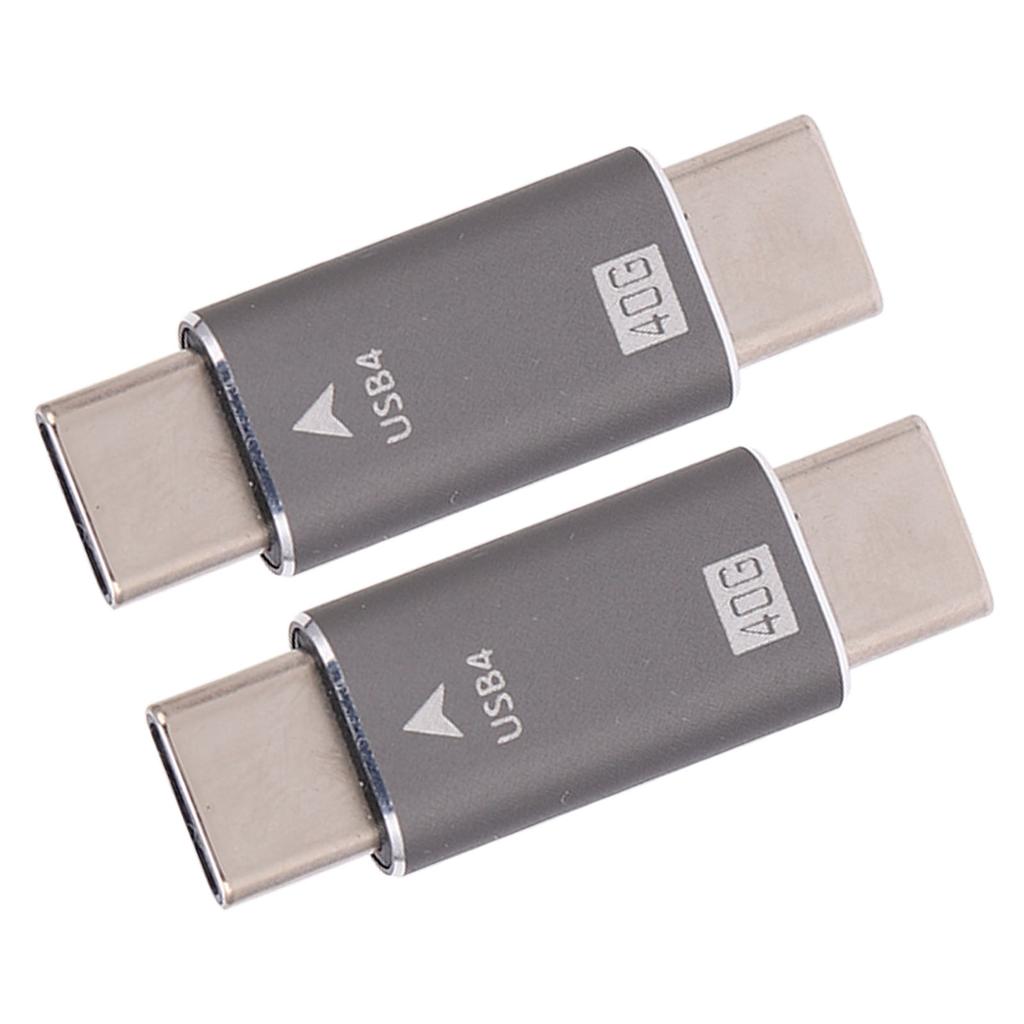 2Pcs USB C Male to Male Adapter 8K 40Gbps 100W Fast Charging Alloy Compact Mini USB C Adapter Connector for PCs
