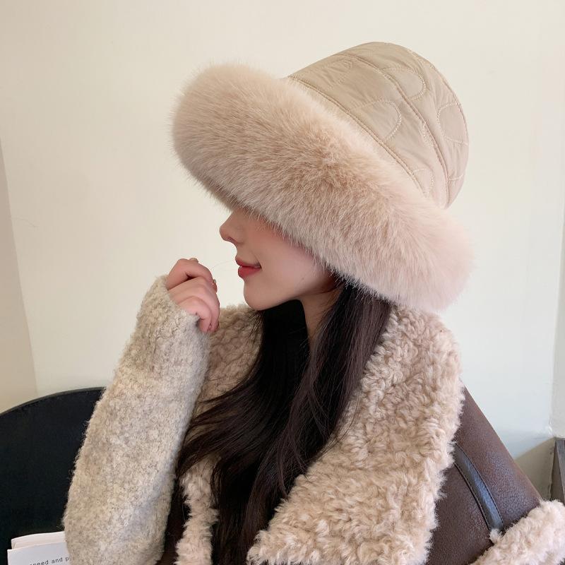 Hats for Women's New Winter Imitation Fur Plush Hat Warm Solid Color Mongolian Hat High-end Feel To Show The Face Small Basin Hat Trendy