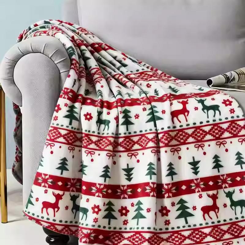 0.5m/1m/2m Coral Fleece Christmas Printed Fabric for Winter Sleepwear Pants Bedding Home Wear Handmade DIY Sewing Fabrics