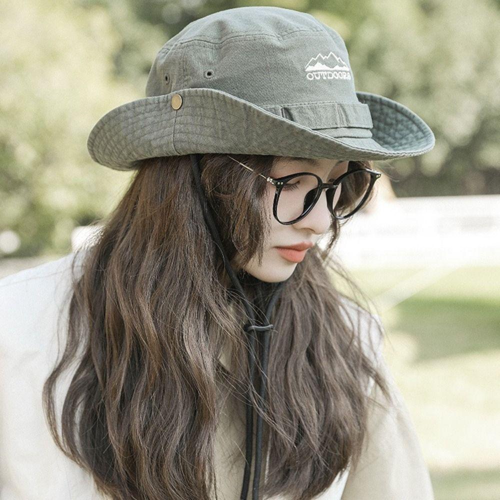 Sunscreen Jeans Fisherman Hat Adjustable Sunscreen Hat Sweet Denim Bucket Hat  Women