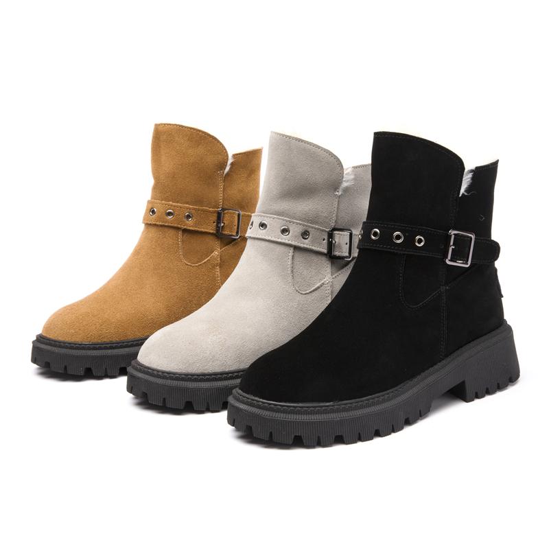 Fashion AIYUQI Women's Snow Boots Suede Genuinen Leather New Large Size Thick Warm Women Winter Boots Casual Women's Ankle Boots