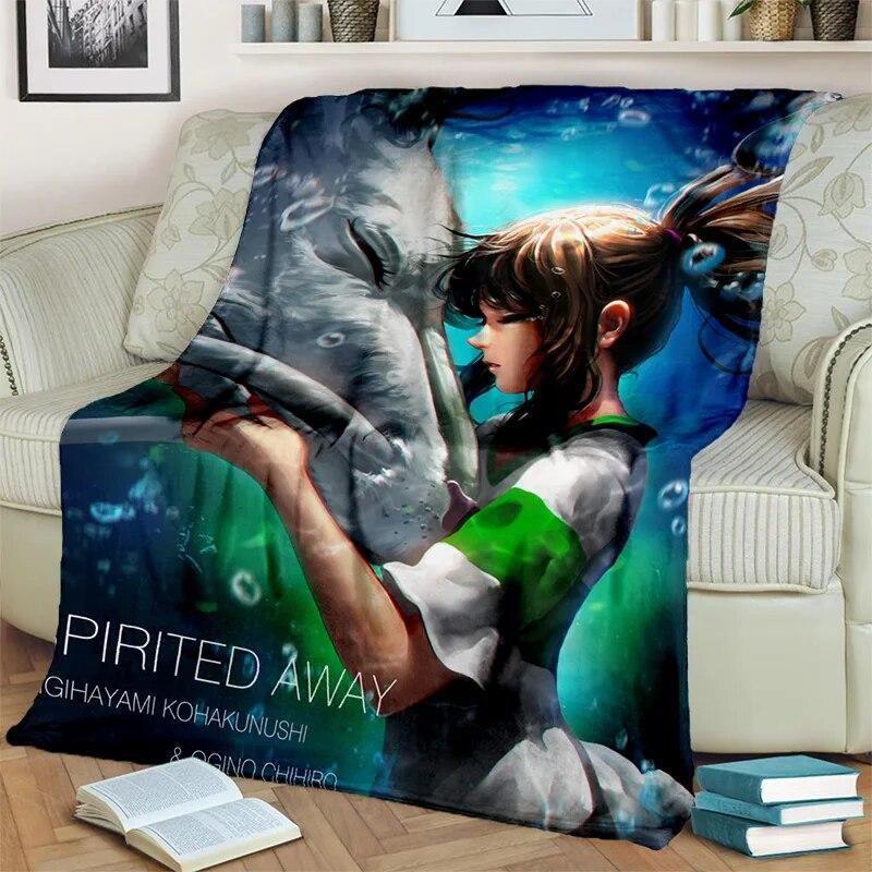 Spirited Away 3D-Cartoon-Anime-HD-Decke, weiche Überwurfdecke für Zuhause, Schlafzimmer, Bett, Sofa, Picknick, Reisen, Büro, Decke für Kinder