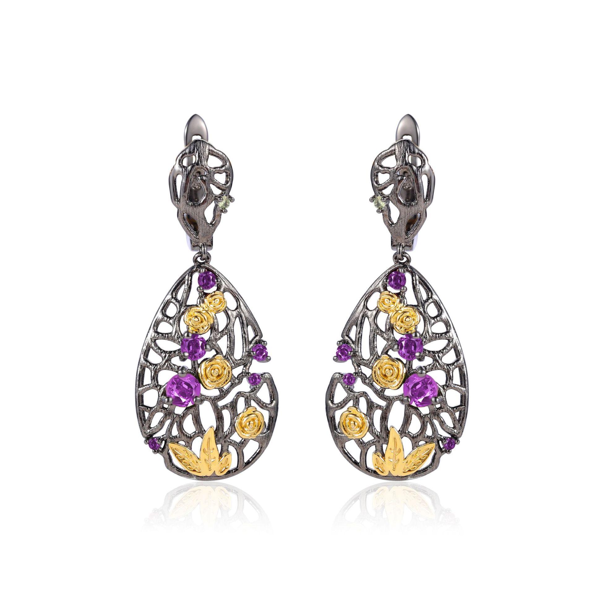 

Нежные серьги с розой ветров, натуральные красочные сокровища, ретро, ​​классические, элегантные, ювелирные изделия из стерлингового серебра S925, нишевые серьги с оригинальным дизайном 925 silver