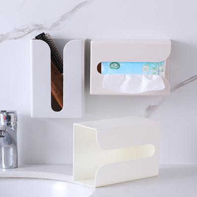 Non Marking Sticker Paper Box Wall Mounted Tissue Holder, Creative and Simple Plastic Multifunctional Toilet Tissue Box