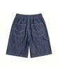 Noming Denim One-Pleat Strap Wide Bermuda Shorts - Blue