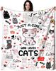 VIKAMA Cat Mom Blanket - A Gift For Pet Lovers From Just A Girl Who Loves Cats - Soft And Skin-Friendly Flannel Animal Pattern
