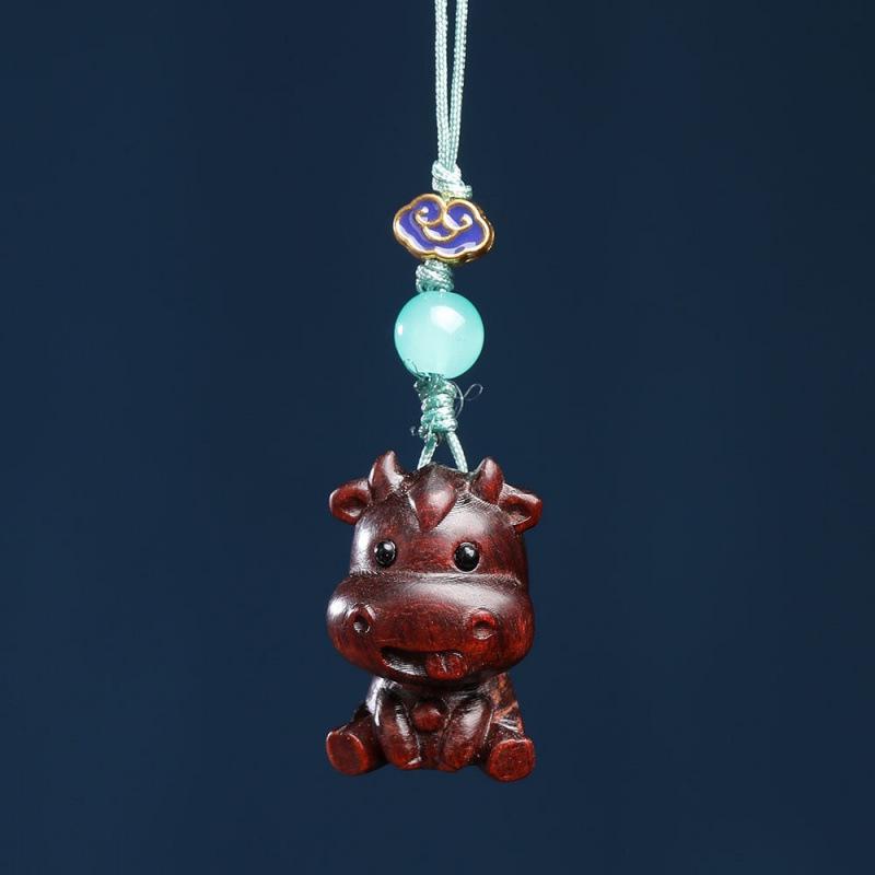 Cliff Cypress Zodiac Wood Carving Pendant Keychain