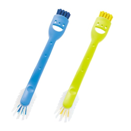 Marna Wanpaku Shoe Brush (Blue) for Indoor Shoes and Sneakers (Double-Ended Brush) W340B