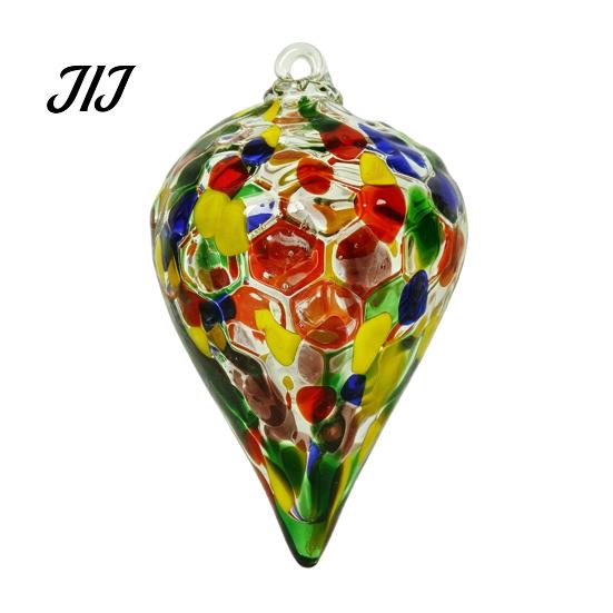 Artistic Indoor Outdoor Decor Hand Blown Glass Ball Ornament, Colorful Christmas Hanging Decoration Reflective Baubles for Tree, Window, Patio,