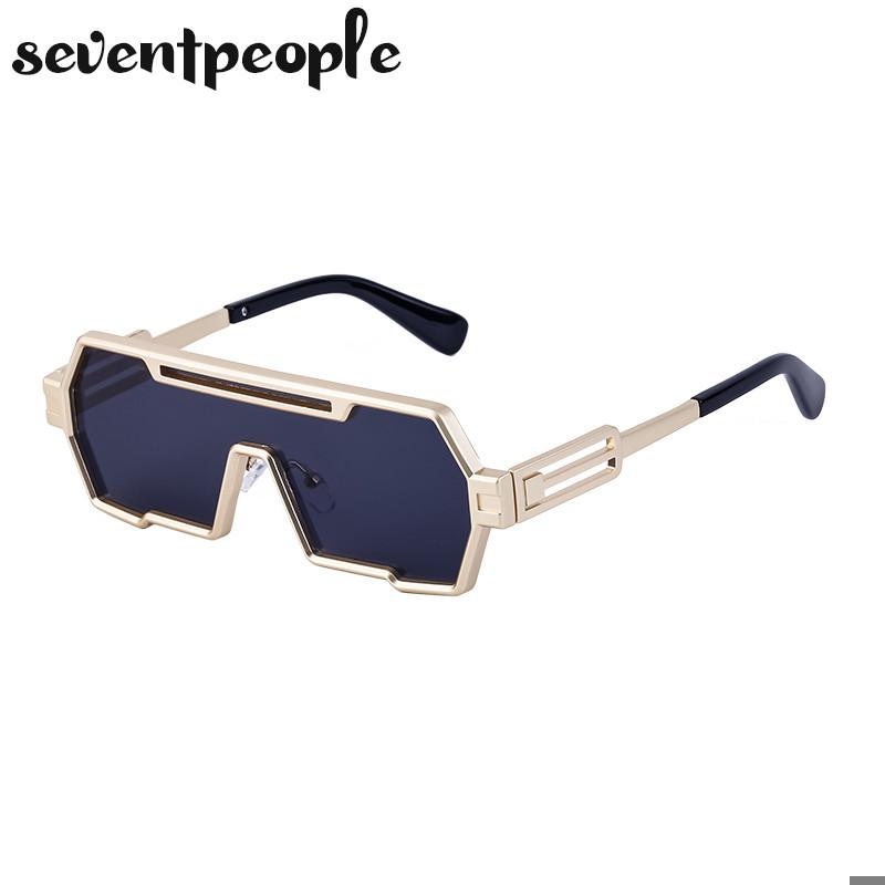 Steampunk Sunglasses Men  New Fashion Square Sun Glasses For Male Metal One-Piece Punk Sunglass Trendy Rectangular shades