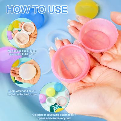 6/10/24 pièces Boules d'eau Réutilisables, Ballons d'eau en Silicone, Jouets d'eau Gonflables pour le Plaisir dans la Piscine - Couleurs Aléatoires
