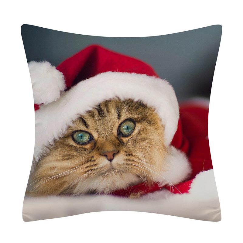 

Різдвяна наволочка Мила тварина Кіт Собака Наволочка для будинку для відпочинку Наволочка для дивана-ліжка з принтом. 40x40cm