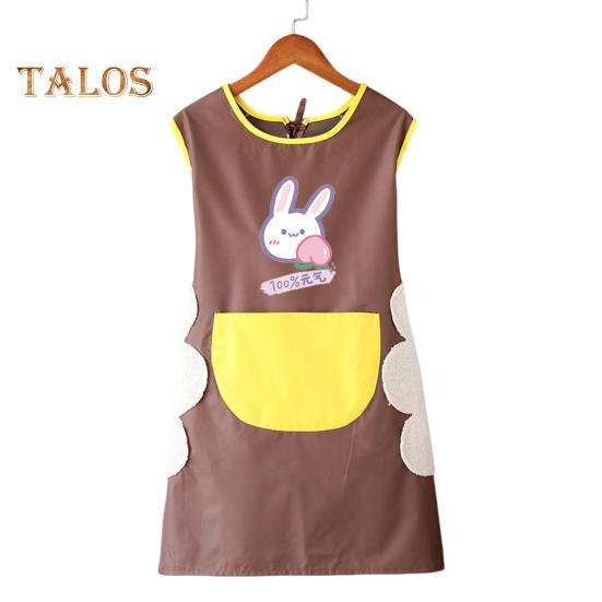 Cooking Apron Contrast Color Oil-proof Workwear Lovely Sleeveless Dinner Apron for Home