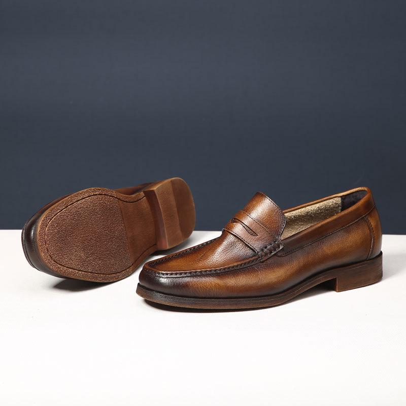 Genuine Leather Mens Loafers Handmade British Style Wedding Party Casual Dress Shoes Summer Autumn Footwear for Men
