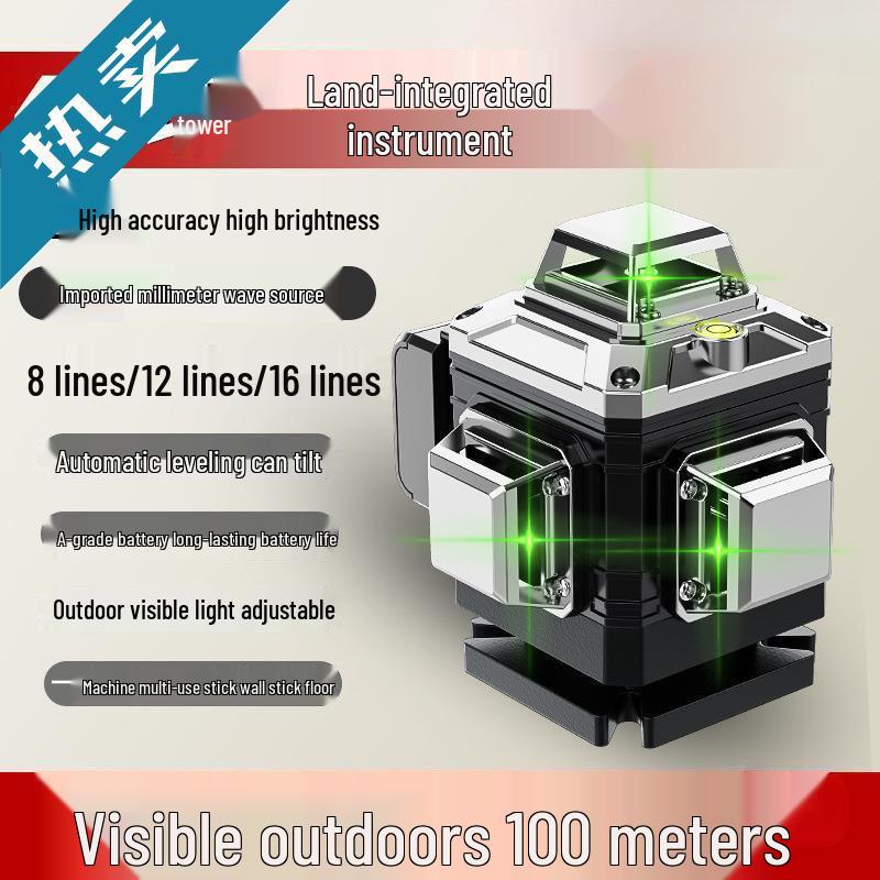 Precision 16-Line Green Laser Level with Auto Leveling for Walls & Floors