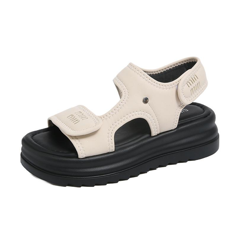 Sandálias femininas novo verão plataforma Velcro casual versátil sola macia sapatos de praia sandálias