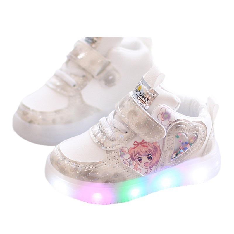 Lights Shoes Kid Sneakers Luminous Baby Toddler Shoes Cartoon Girls Sports Board Shoes Walking Trainers for Age 1-6 Children