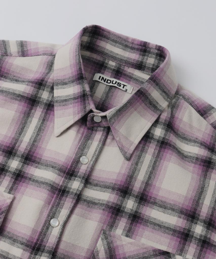 INDUST Big Check Ombre Snap Shirt_Purple
