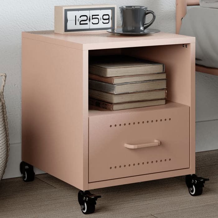 VidaXL Pink Bedside Table 36x39x43.5 Cm Steel, Cabinet, Bedroom Furniture, Phone Stand, Cabinet 846706