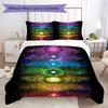 1PC Chakras Theme Bedding Quilt Set Quilt Cover Pillowcase Home Decoration Birthday Gift (1 * Duvet Cover + 2 * Pillowcase, Without core)A12