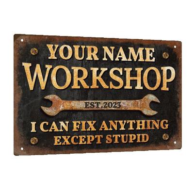 Customized Putuo Decor Workshop Sign Personalized Name And Year Retro Garage Wall Art X Inches Metal Plaque
