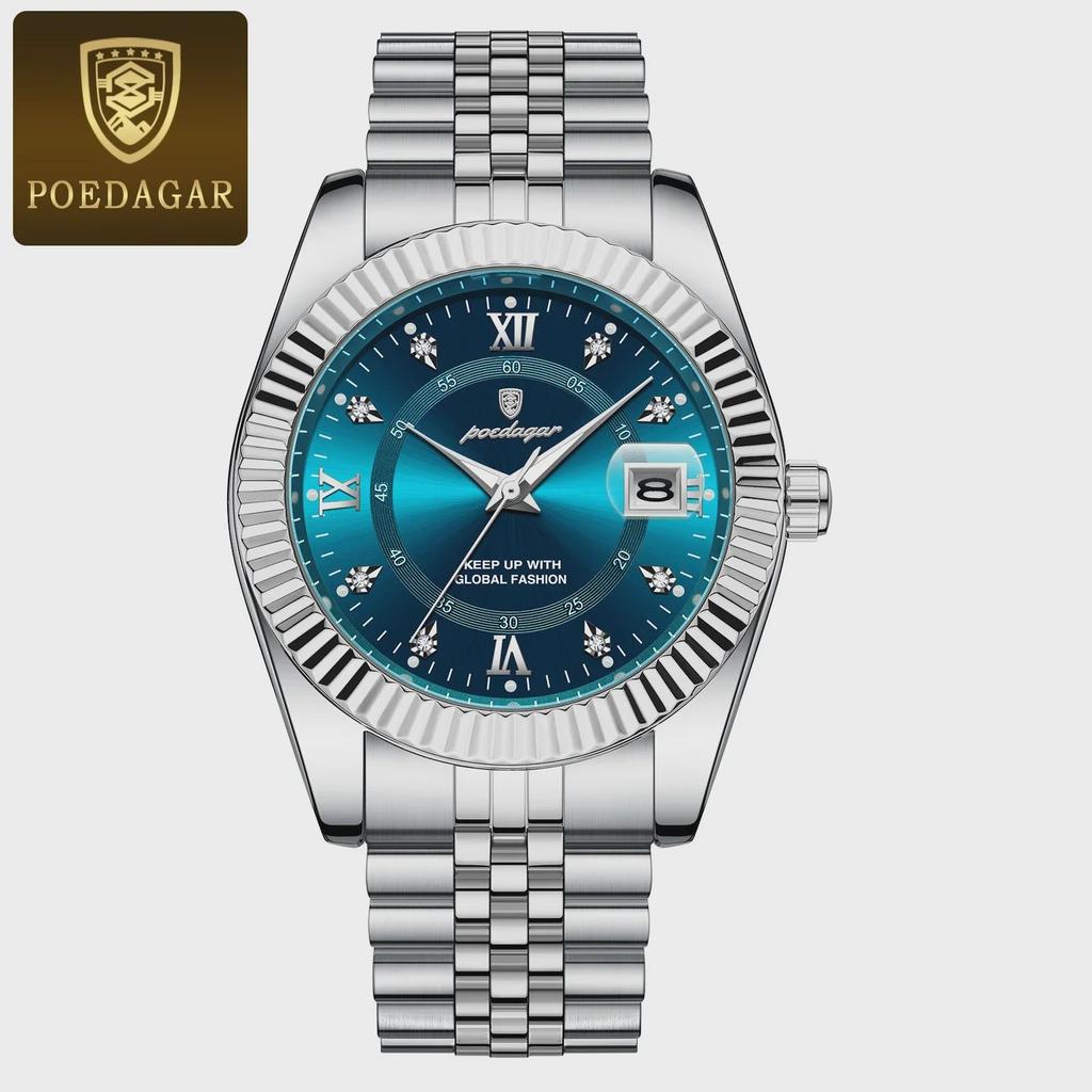 POEDAGAR Luxury Sport Wrist Watch For Man Waterproof Luminous Date Men Quartz Watch Stainless Steel Male Clock