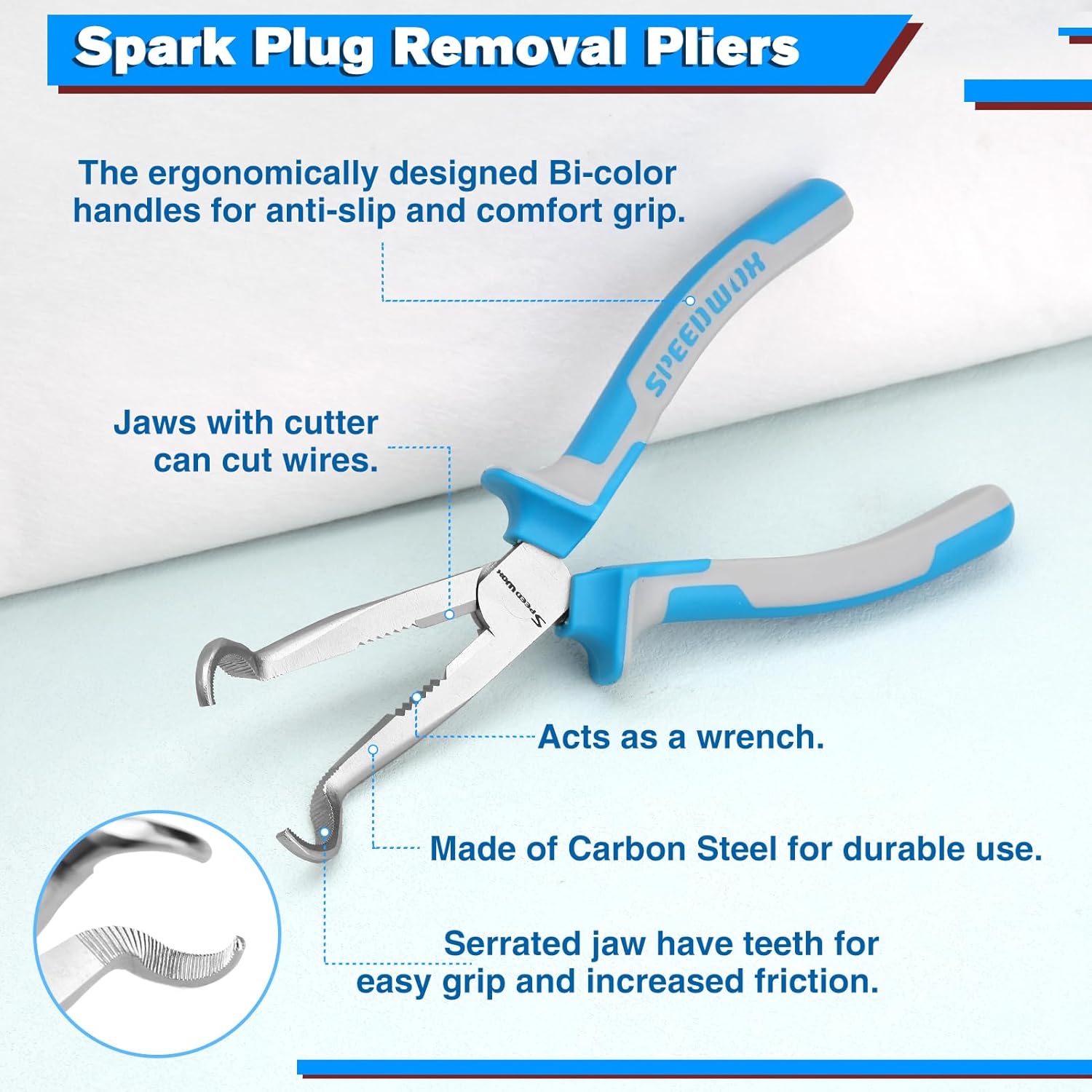 

SPEEDWOX 8-Inch Hose Grip Pliers - Spark Plug Removal & Boot Removal, Hose Clamp & Pinch Pliers