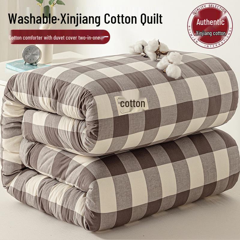 Kołdra z bawełny Xinjiang - Gruba, zdejmowana i zmywalna do akademików i łóżek pojedynczych, idealna na zimę, wiosnę i jesień.