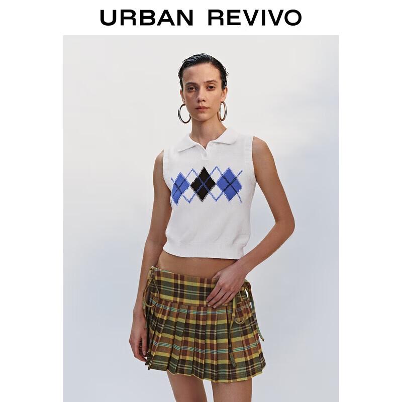 

Женский ретро вязаный жилет поло в клетку аргайл XL