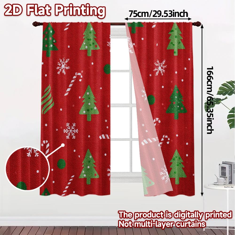 2D Flat Printing  JIT 2pcs   Curtains (Without Rod) FestiveGreeting Chic Curtains Digital Printed Versatile Polyester Fabric