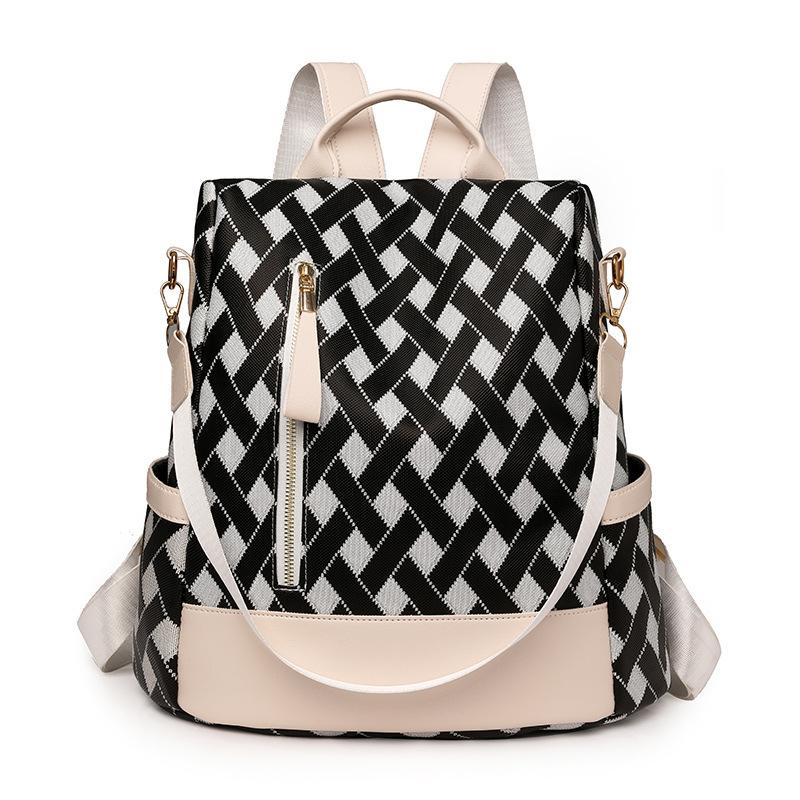 Anti-theft Backpack Women's Contrast Color Outdoor Travel Backpack Nylon Schoolbag