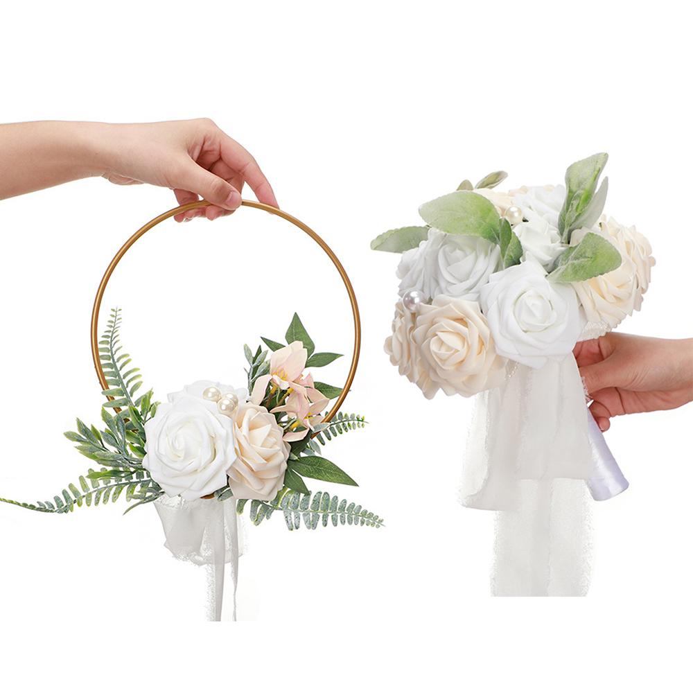

Portable Bridal Bouquet Artificial Rose Holding Flowers Wreath Wedding Party Decorations For Bride Bridesmaids