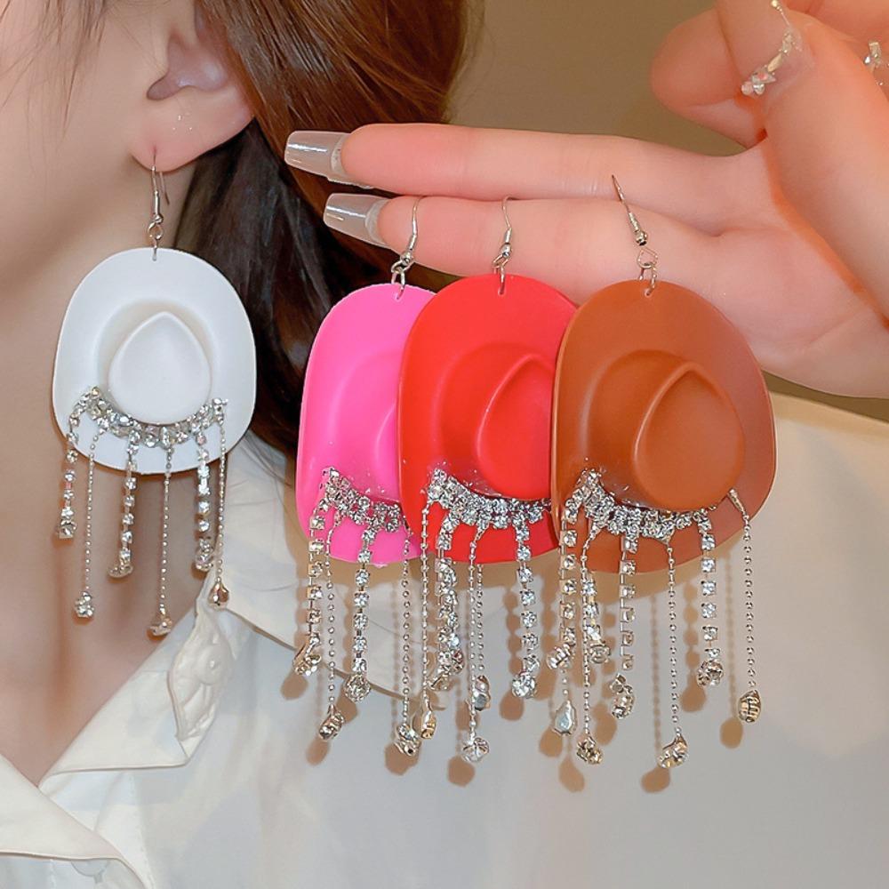 

Chic Cowgirl Hat Tassel Earrings Spice Girl Stud Earrings New Bohemian Ear Jewelry
