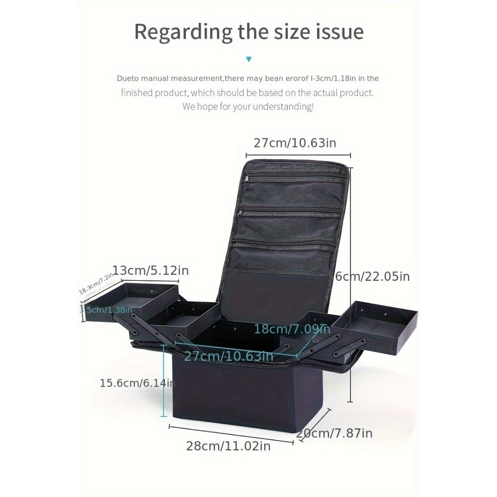 Large -capacity Multi-layer Professional Cosmetic Bag,portable Manicure Pattern Embroidery Makeup Toolbox, Jewelry, Necklace,ring,pendant Storage Box.