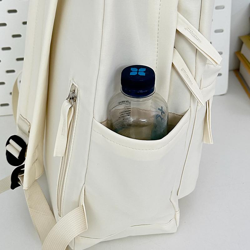 Middle School Student Schoolbag Women's Solid Color Letter Printed Backpack College Style Large Capacity Backpack