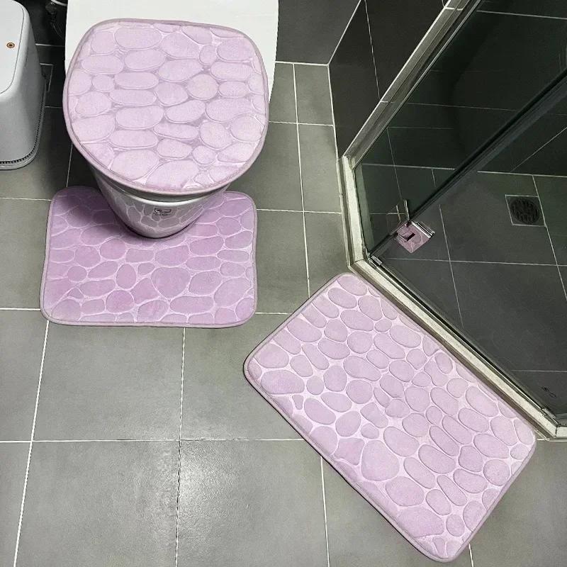 3PCS/set Bath Mats Non Slip Memory Foam Bathroom Soft Rugs Water Absorption Dry Fast Bath Mat Machine Washable for Home Floor