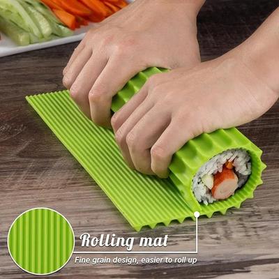 Silicone Hand Rolled Sushi Roller Blind Bamboo Imitation Japanese Sushi Roll Tool Easy To Clean Mold Free Sushi Mat Portable
