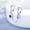 Double Ear Piercing & Cuff with Five-Pointed Star & Zircon Earrings - Trendy Japanese & Korean Style for Women