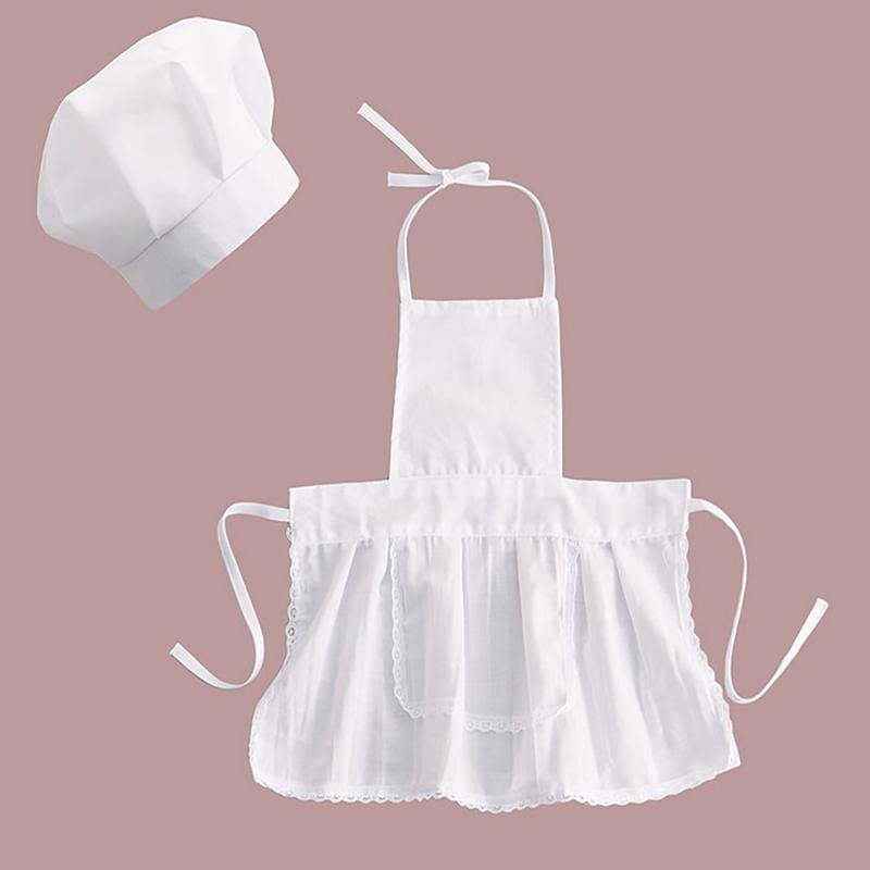 1Set Cute Baby Chef Apron&Hat For Kids Costumes Cotton Blended Chef Photos Prop
