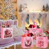 Non-Woven Christmas Gift Bags Reusable Christmas Treat Bag with Handle Santa Claus Reindeer Berries Pattern Party Favor Tote Bag