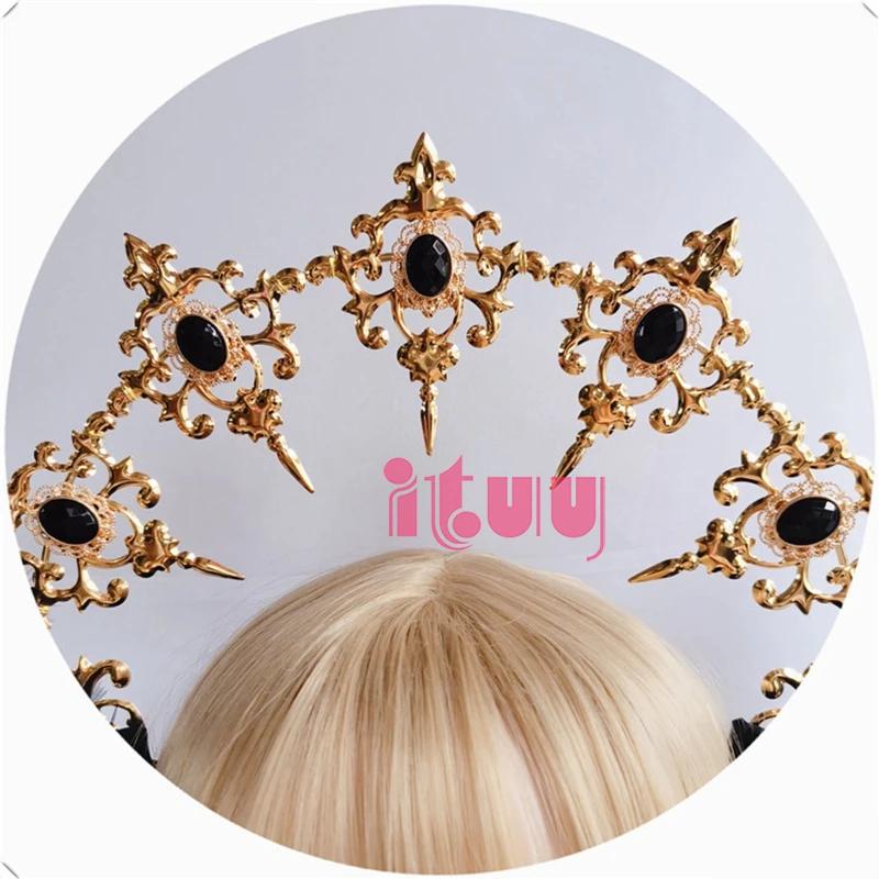 Lolita KC Gothic Black Rose Devil Wings Hair Accessories Sun Godmother's Virgin Mary Apollo Halo Crown Headwear