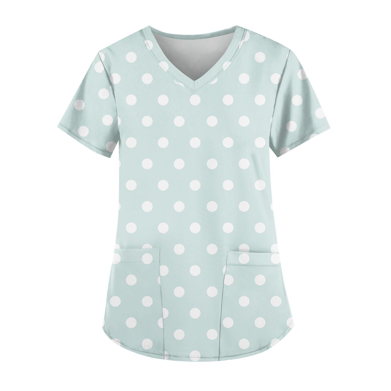 

Рабочая форма больших размеров с принтом, топы для женщин, забавные футболки с v-образным вырезом и короткими рукавами, рабочая одежда, футболка с карманами XXXXXL