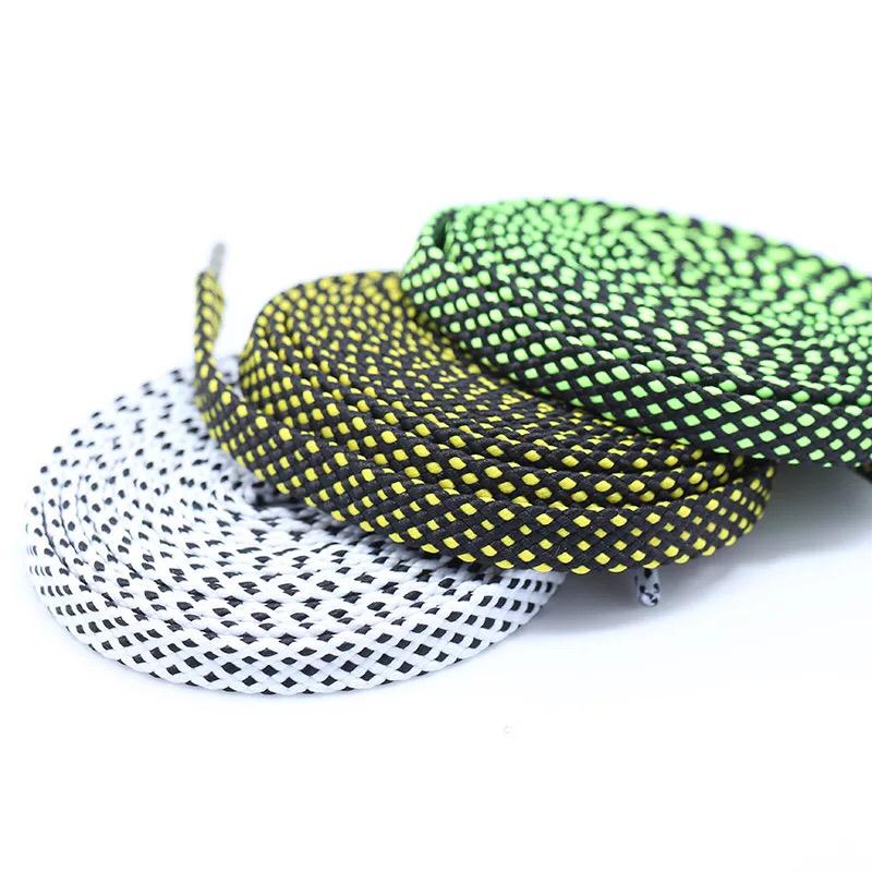 1pair shoelace Fashion Polyester Sneaker Shoe Lace Colors Checkered Double Layer Hollow Flat Shoelaces 100/120/140CM